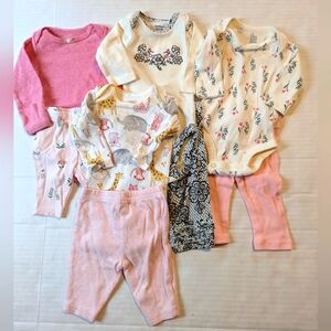 Newborn Girls Set Of 4 Onesies With Pants Sets New Or Like New